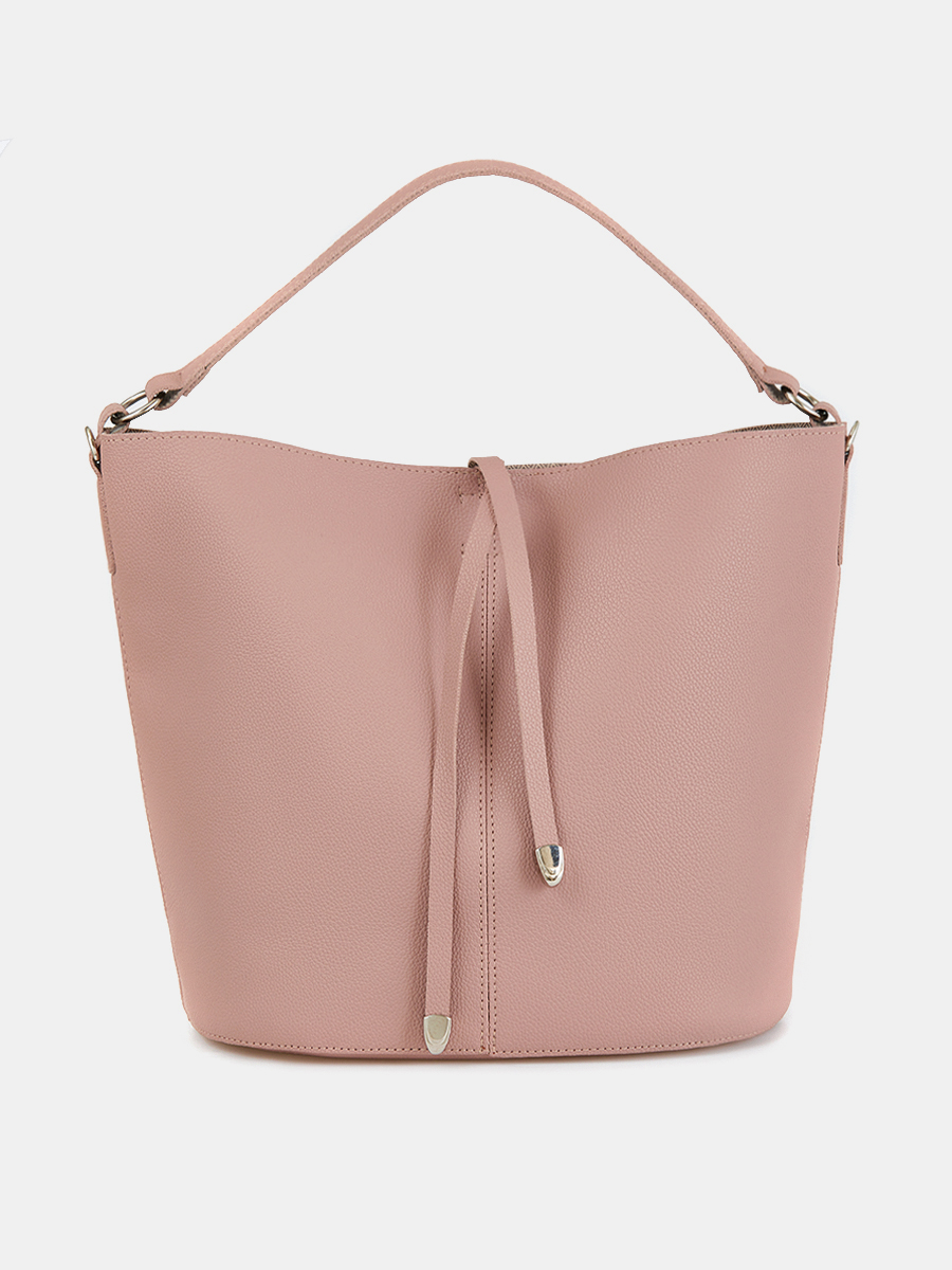 Сумка женская хобо, розовая, 35х26,5х12,5