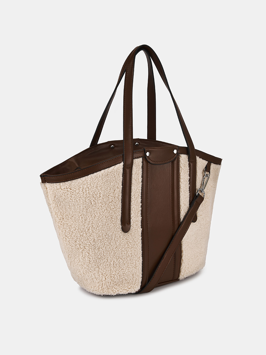 АУГС331800 Сумка женская искусст.кожа/иск усст.мех,260х150х280,беж/конья