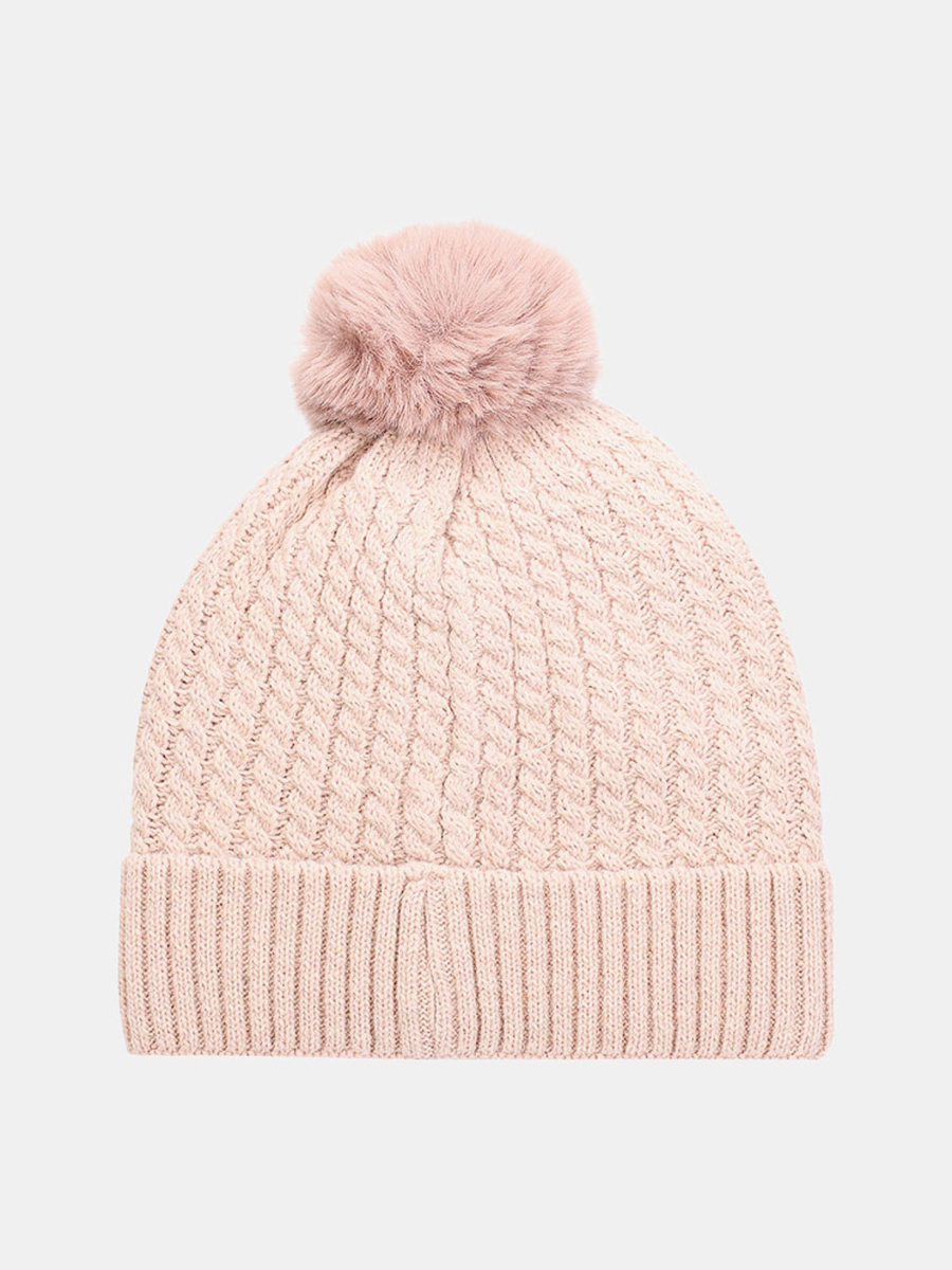 WLT-220-12-AYP-24_Н Шапка женская 65%шерсть,35% акрил,б/разм,пудровая