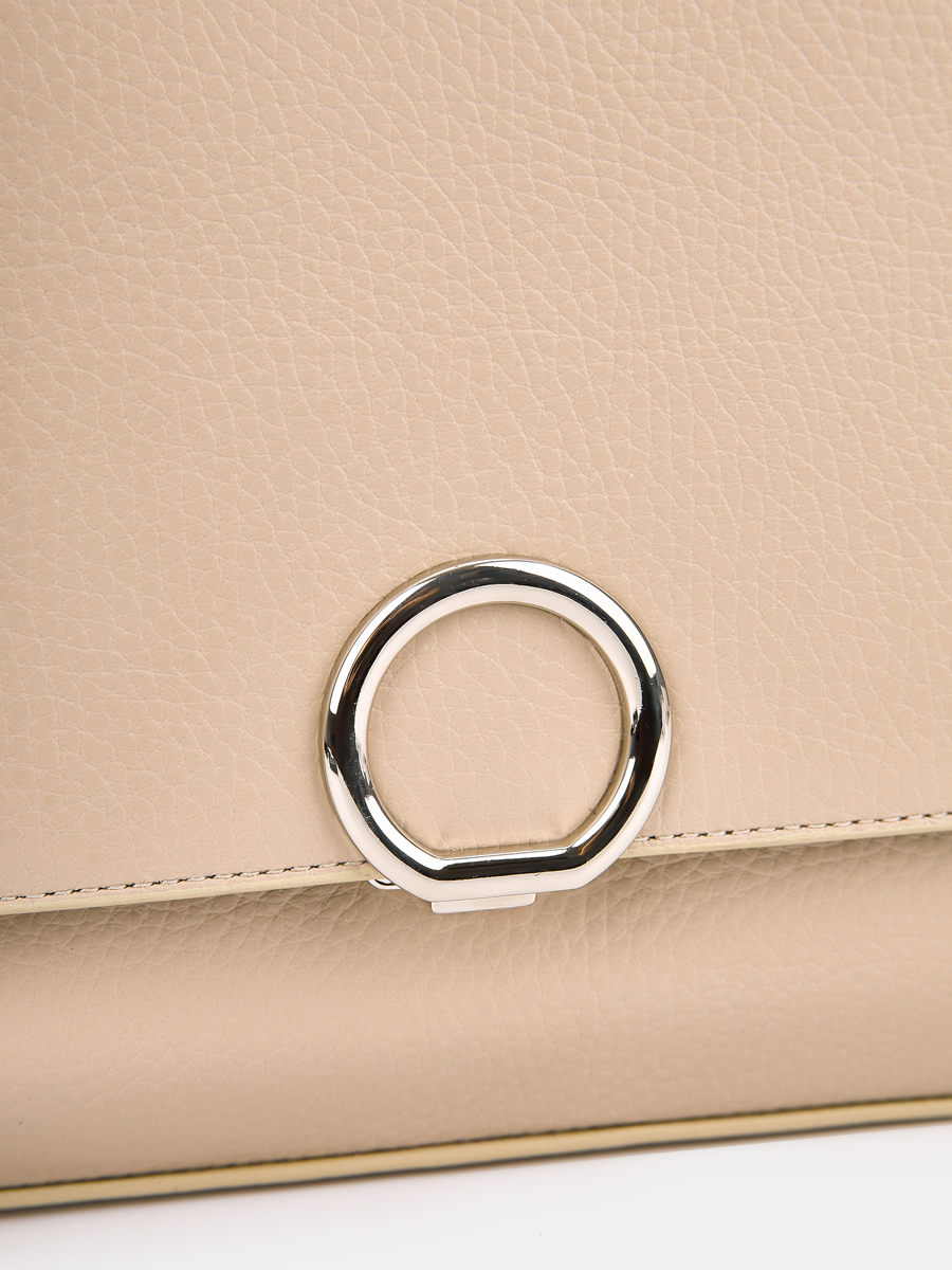 Сумка женская из натуральной кожи, бежевая, 32x10x12,5