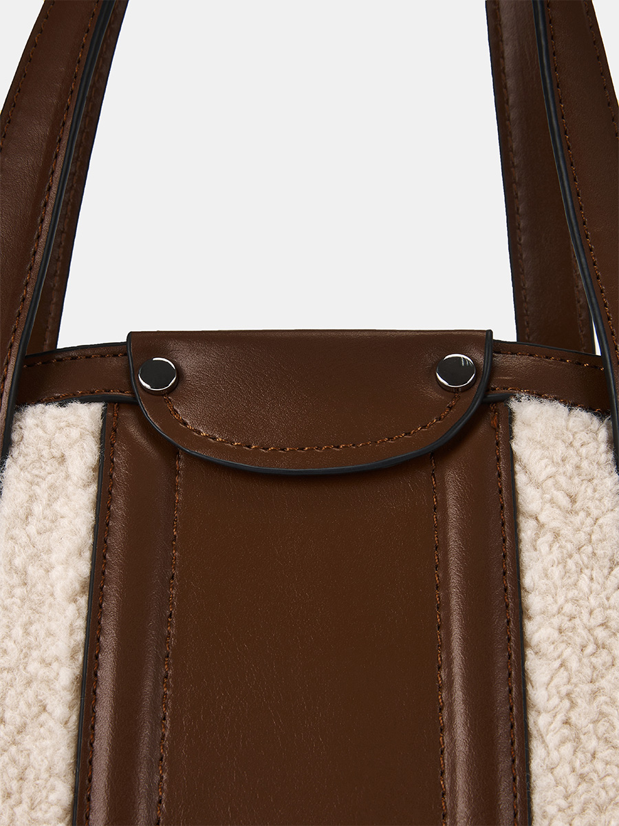 АУГС331800 Сумка женская искусст.кожа/иск усст.мех,260х150х280,беж/конья