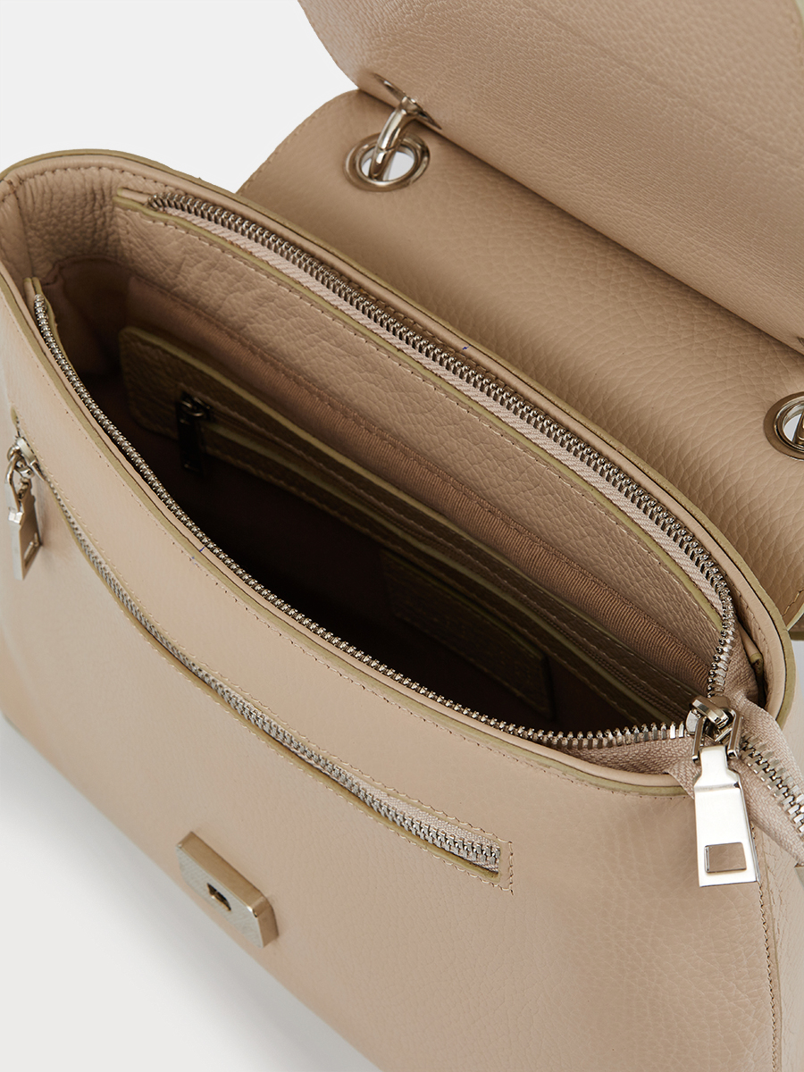 Сумка сэтчел женская, бежевая, 32х12,5х10