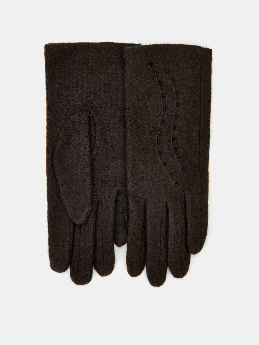 LB-PH-75-RF-d.brown-M_Н Перчатки женские трикотаж без подкладки р.M темно-коричн