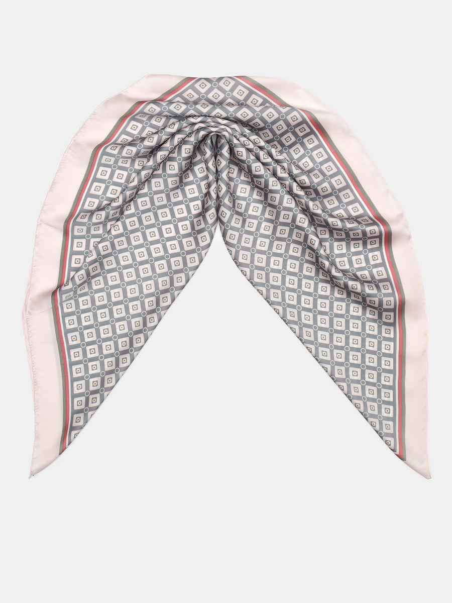 170312P-17466-08/06_Н Платок женский,100%полиэстер ,70*70, серый/розовый