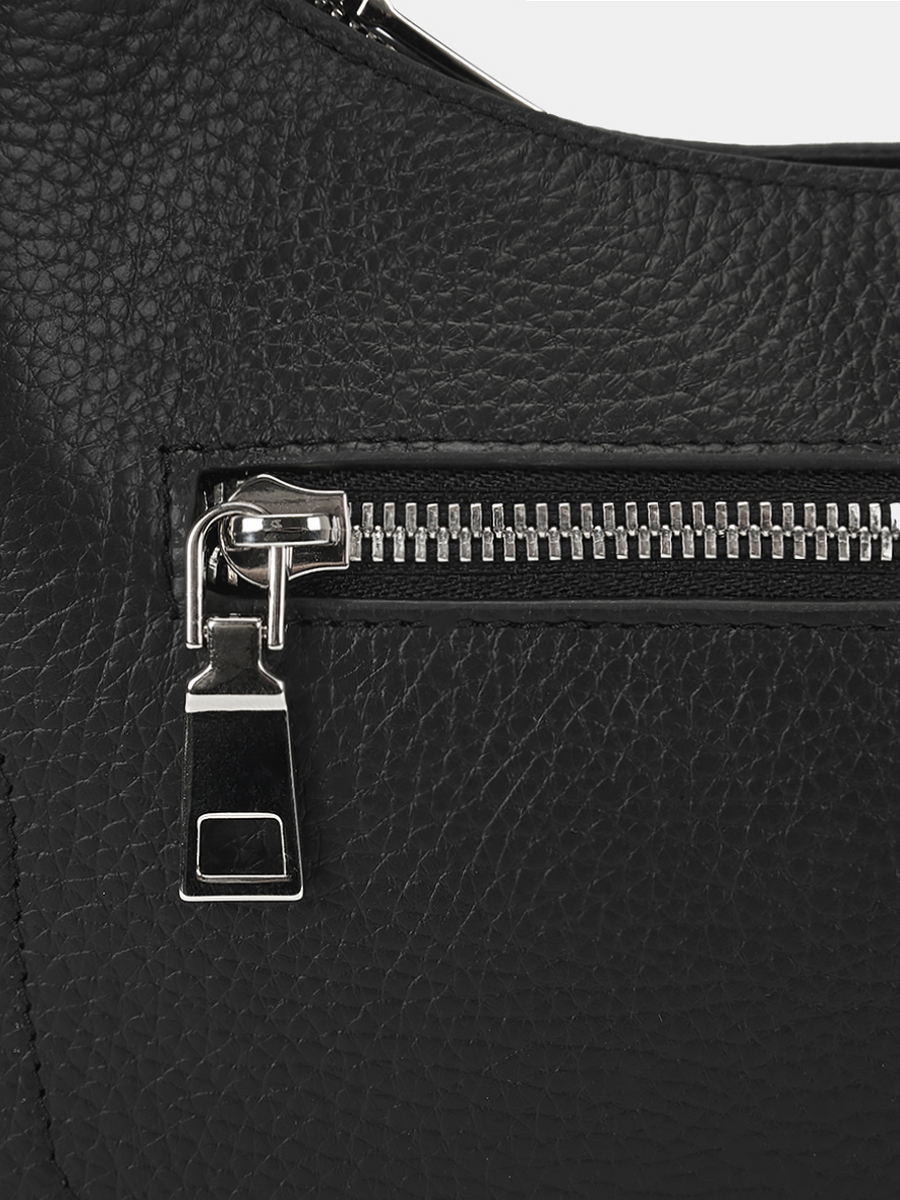 Сумка женская из натуральной кожи, черная, 28х6х17