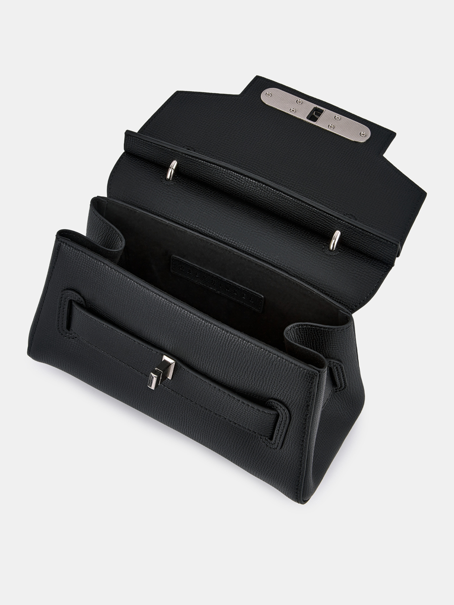 Сумка женская из натуральной кожи, черная, 25х10х18