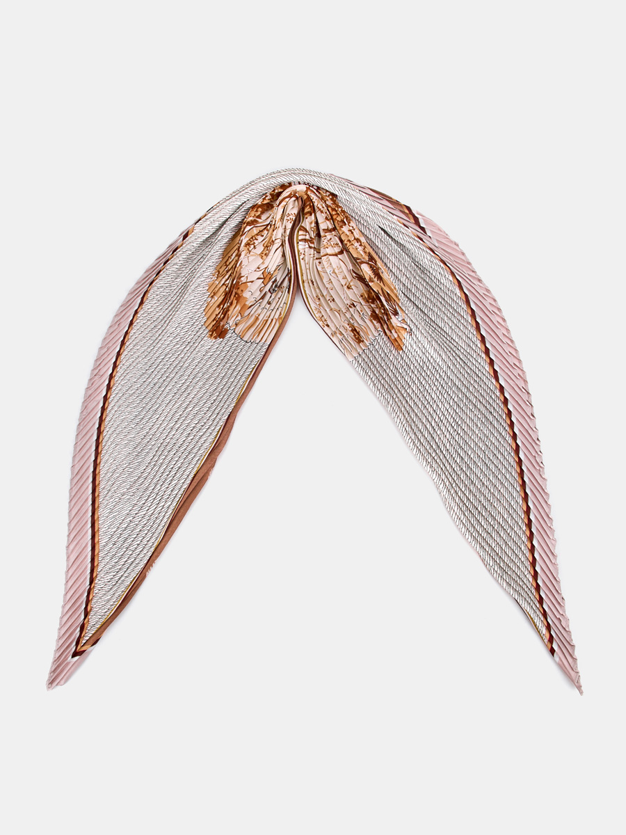 LSZ34-091-16 Палантин женский,50%шелк,50%вис коза,70х70см,коричневый