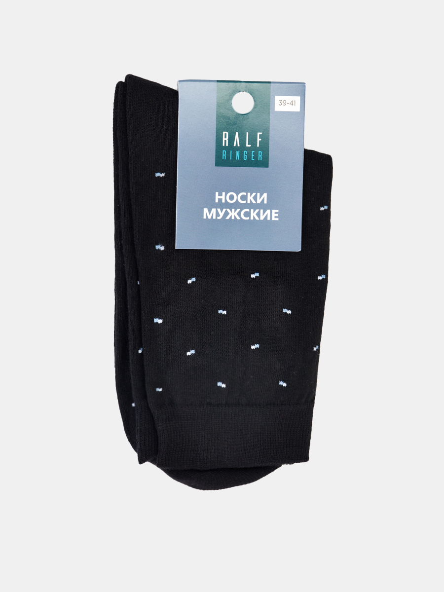 АУОН062100_Н Мужские хлопк.черные носки с двухцв.узором20см р.39-41