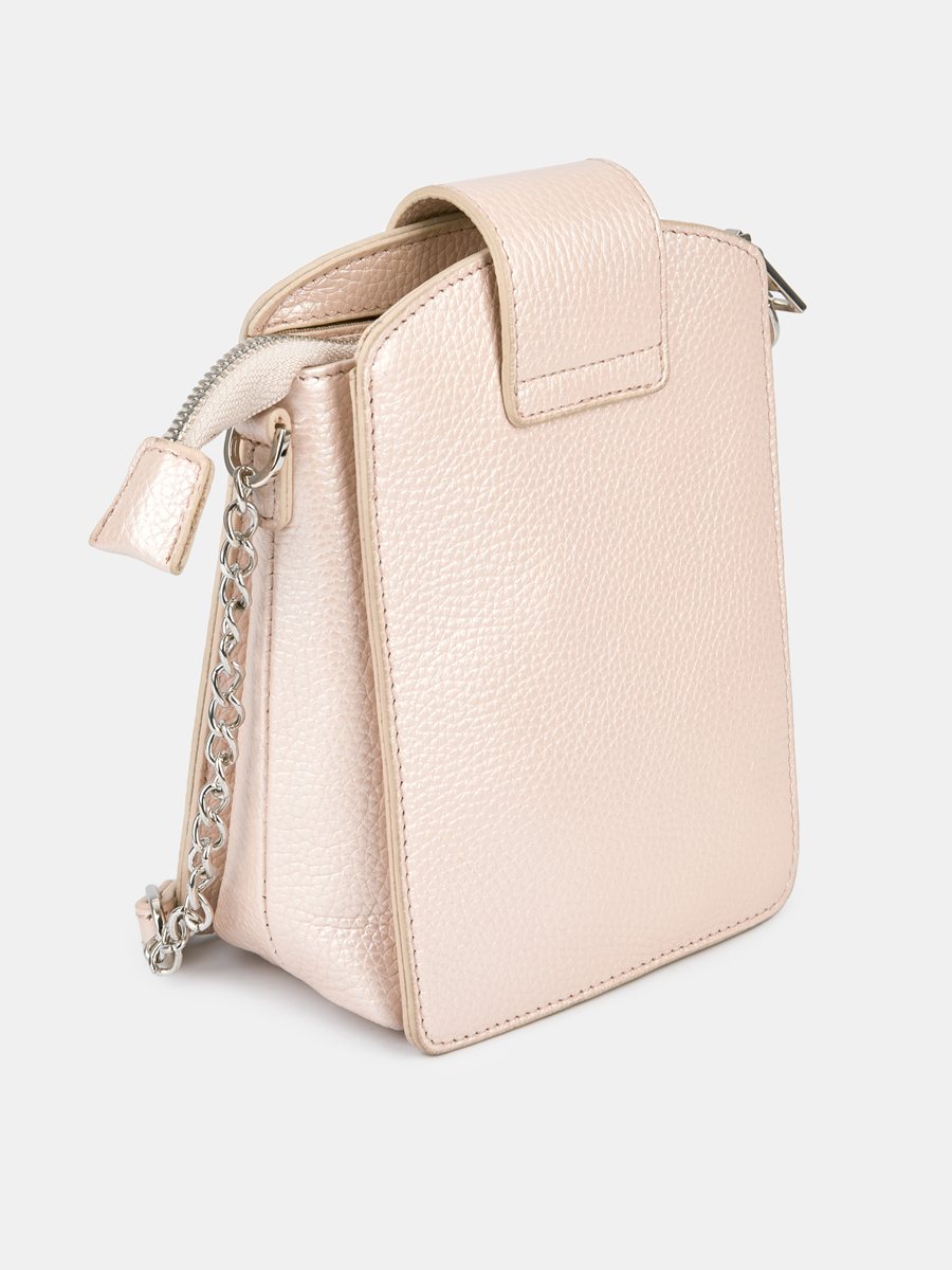 Сумка женская из натуральной кожи, розовая, 13х18х6