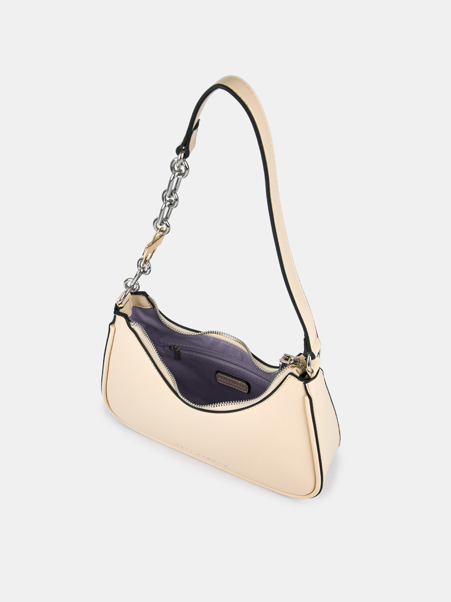 Сумка багет женская, бежевая, 27,5*8*19