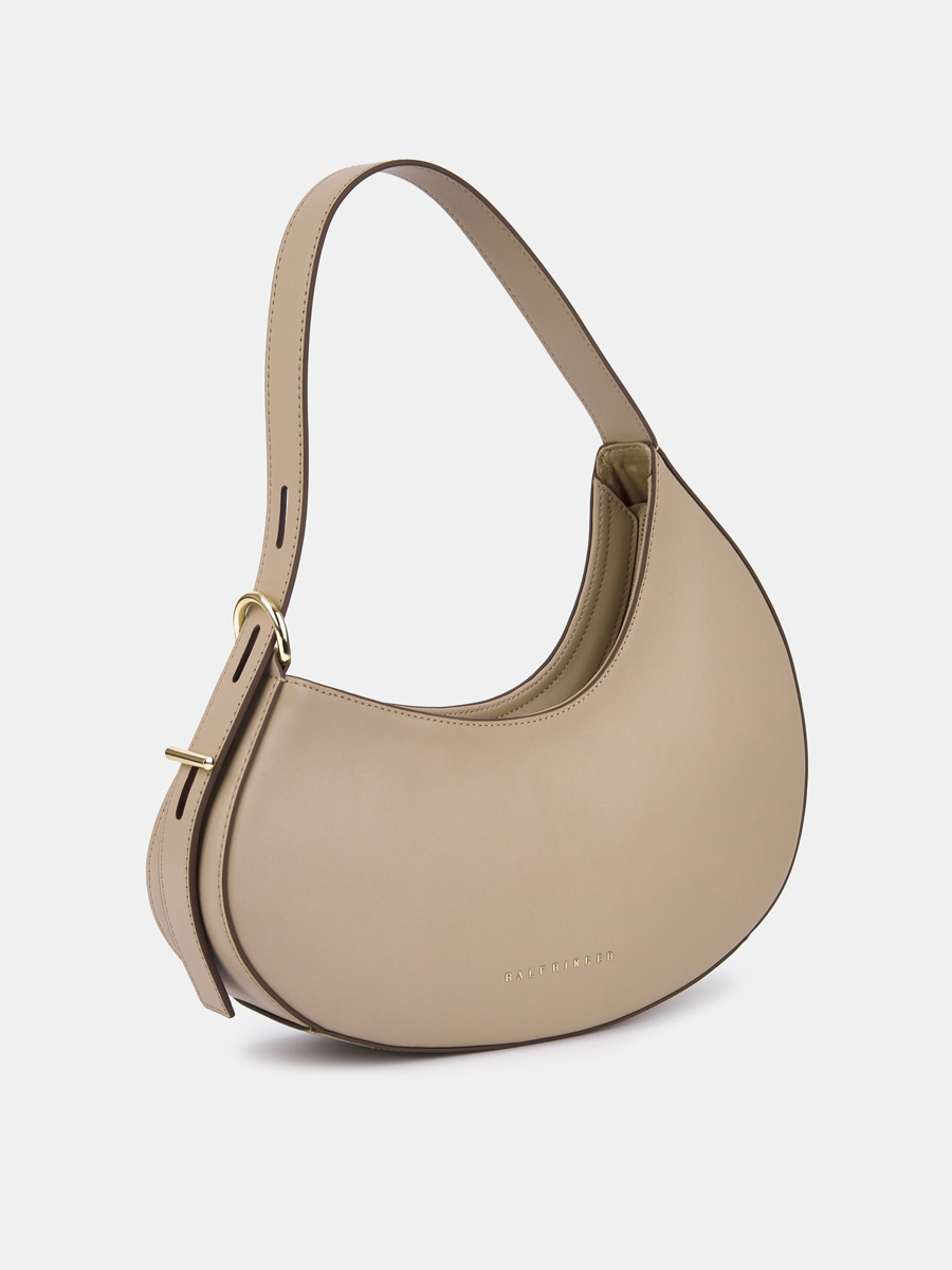 Сумка женская из натуральной кожи, бежевая, 33х6х25