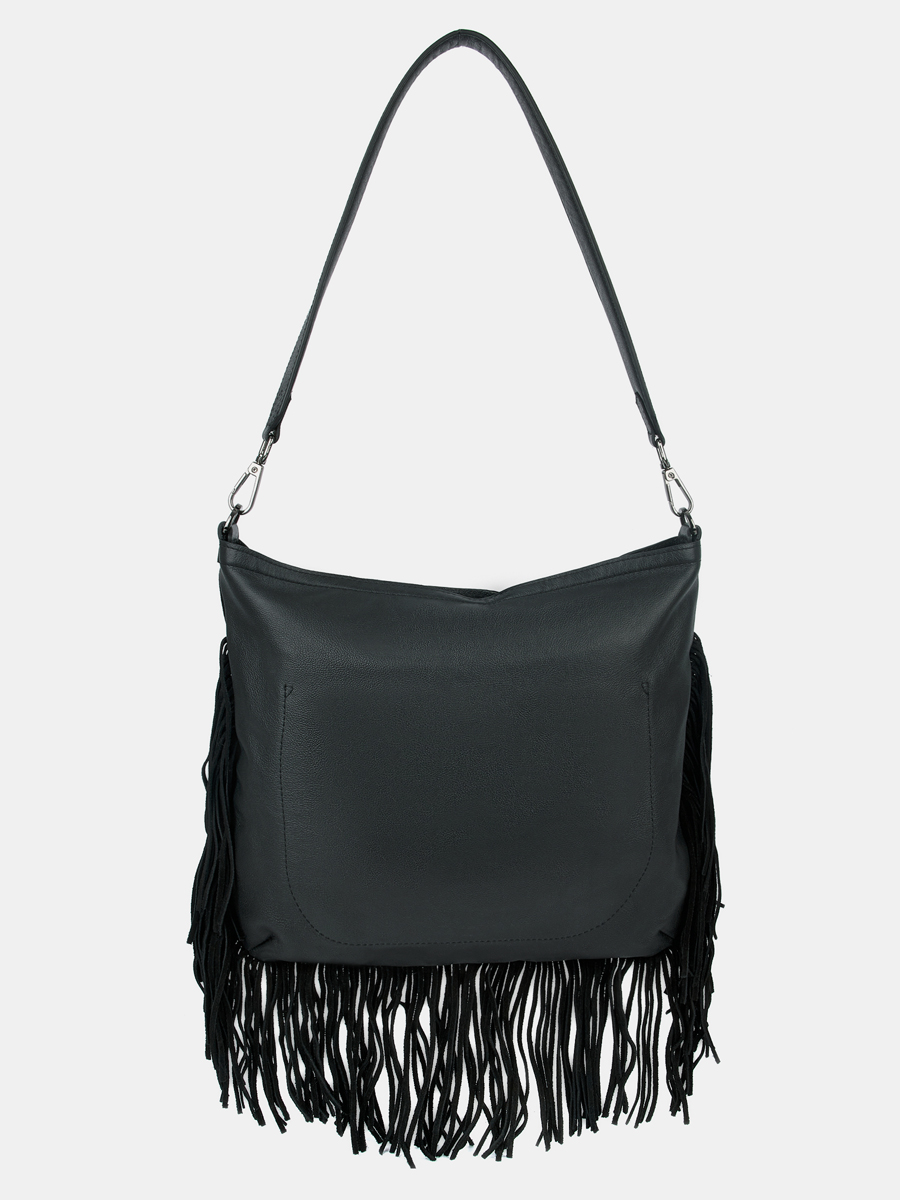 Сумка женская из натурального велюра, черная, 31,5х28х3