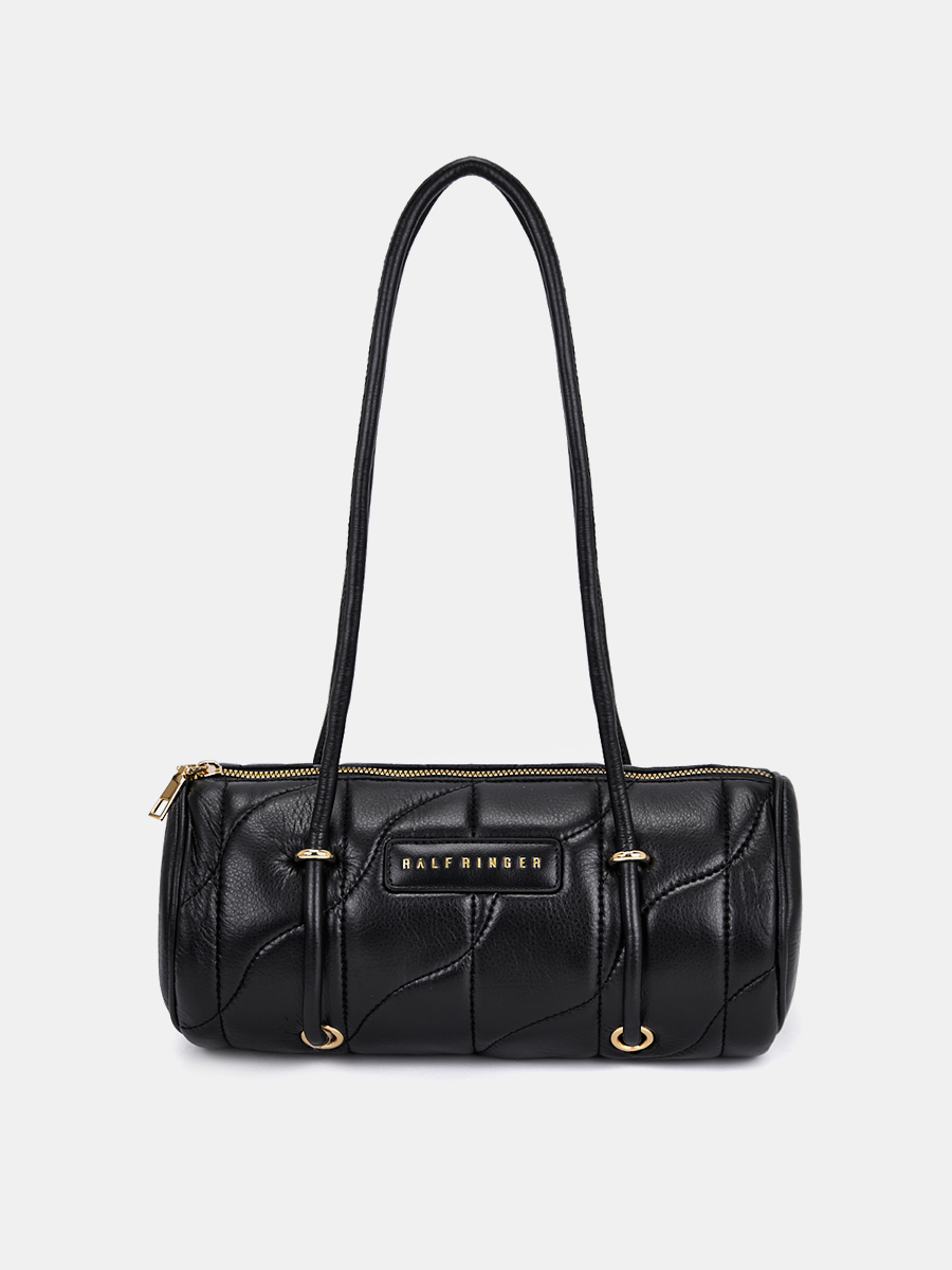 Сумка женская цилиндрической формы, черная, 28х8х13