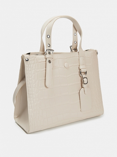 R38140/32 Сумка женская,искуственная кожа, 28*23*12 серо-бежевая