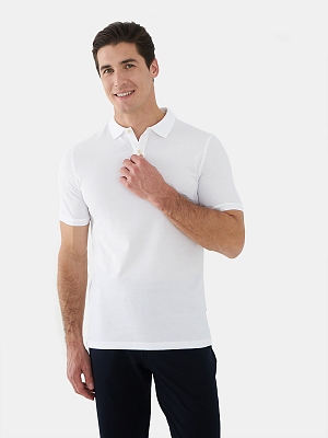 RR-07-WHITE_Н Футболка - поло мужская 100% хлопок , белая