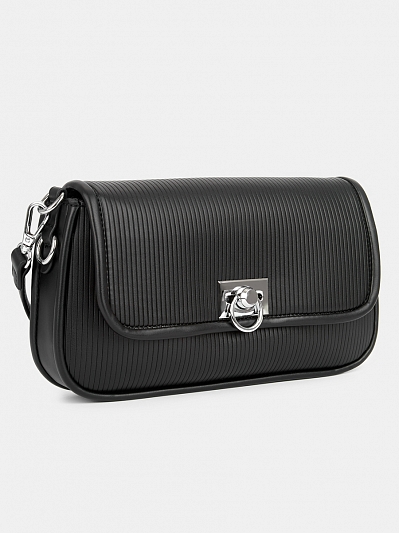 Сумка багет женская, черная, 5x28x16