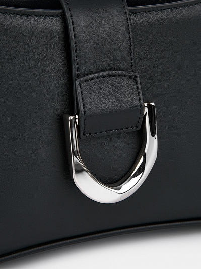 Сумка женская из натуральной кожи, черная, 28,5х8,2х16