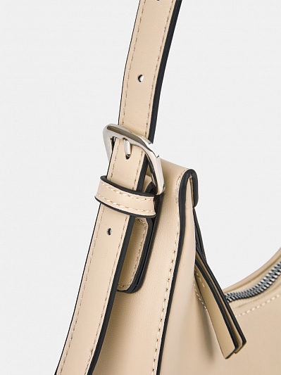 Сумка полумесяц женская, бежевая, 21*6*11