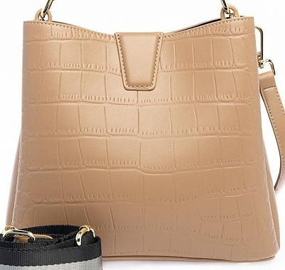 38124/33 Сумка жен.,иск.кожа BAGGINI  24*21*10 темно-бежевая