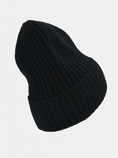  Шапка женская с шерстью мериноса, черная