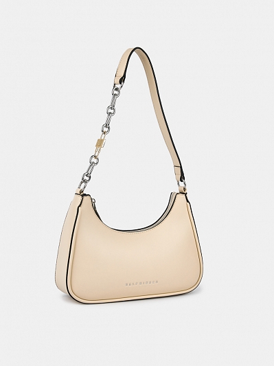 Сумка багет женская, бежевая, 27,5*8*19