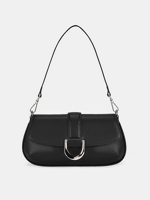 Сумка женская из натуральной кожи, черная, 5*15*28