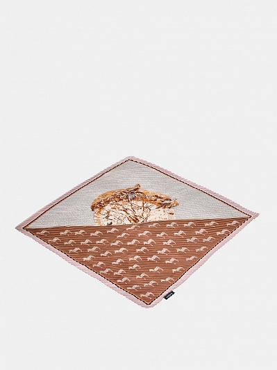 LSZ34-091-16 Палантин женский,50%шелк,50%вис коза,70х70см,коричневый