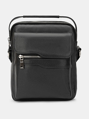 АУГС222500 Сумка мужская 220х255х60 нат.кожа черная