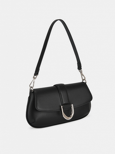 Сумка женская из натуральной кожи, черная, 5*15*28