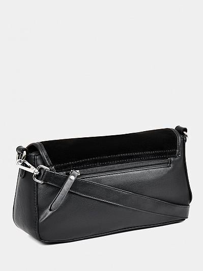 Сумка женская из натуральной замши, черная, 25x9x17