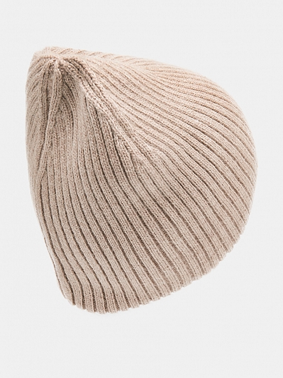  Шапка женская с ангорой, бежевая