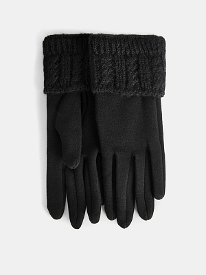 LB-PH-90-RF-black Перчатки жен.трикотаж 50% хло пок,50%полиэстер,черный