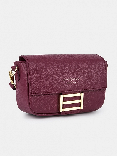 Сумка женская из натуральной кожи, фиолетовая, 22x5x12