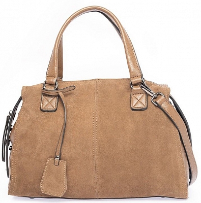 45033/33 Сумка женская,иск.кожа+замша BAGGINI 33*22*13 темно-бежевая