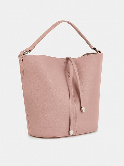 Сумка женская хобо, розовая, 35х26,5х12,5