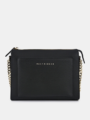 Сумка женская из натуральной кожи, черная, 25х8х20