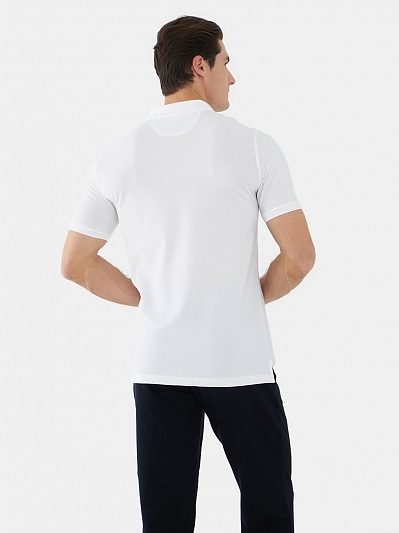 RR-07-WHITE_Н Футболка - поло мужская 100% хлопок , белая