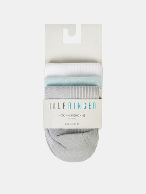 АУОН059300 Носки жен.хлопк.сет 3парр.23с дыш.сетк на стоп3смбел/мят/се