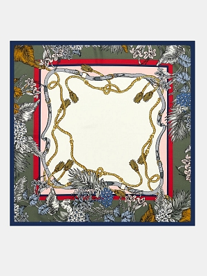 170312P-17946-04_Н Платок женский,100%полиэстер ,55*55, синий/белый