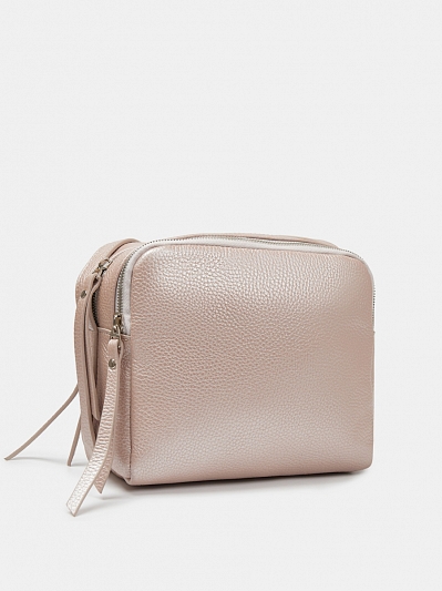 Сумка женская из натуральной кожи, розовая,  23*19*9