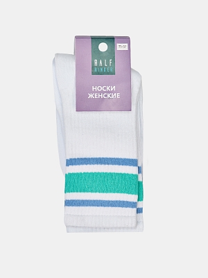 АУОН062300_Н Женские хлопк,однотон.носки в рубч.с цв.полос20см р.35-37