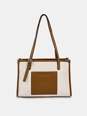 Сумка тоут женская, бежевая, 33*7*23