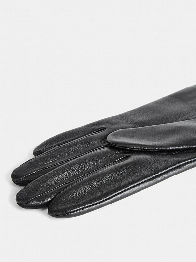 LB-0981L-RF-black-7_Н Перчатки жен.нат.кожа70%шерсть ,30% акрил р.7 черный/серый