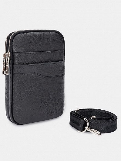 АУГС222200 Сумка мужская 140х210х40 нат.кожа черная