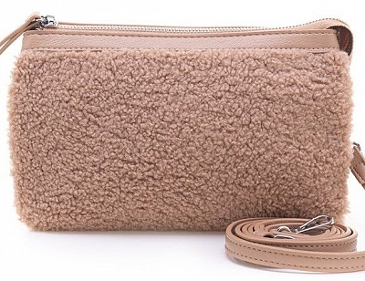 25056/33 Сумка женская,BAGGINI,иск.кожа + иск.мех,23*15*5,бежевая