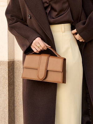 Сумка женская из натуральной кожи, коричневая, 23,5х6,4х14,6