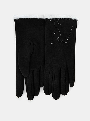 LB-PH-89-RF-black-M_Н Перчатки женские трикотаж подкладка р.M черные