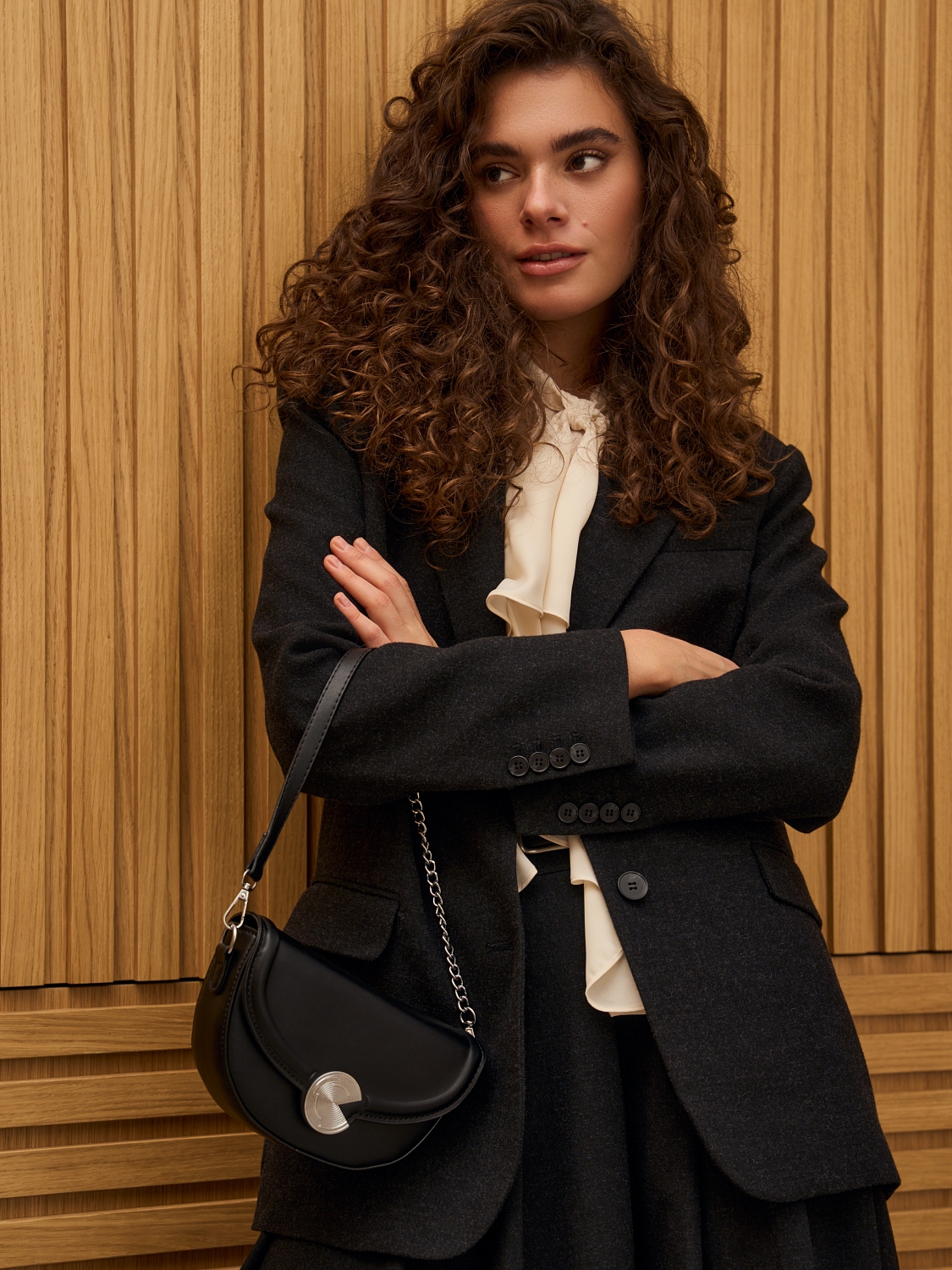 Сумка седло женская, чёрная, 20x5x14