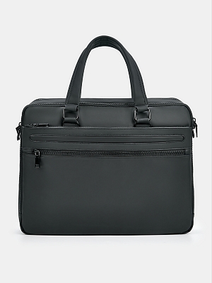 АУГС329400 Сумка мужская экокожа 10%, нейлон 90%,390х100х290,черная