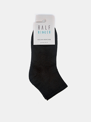 АУОН065600 Женские хлопк.носки спорт,усил енная резинка10см р.35-37черн